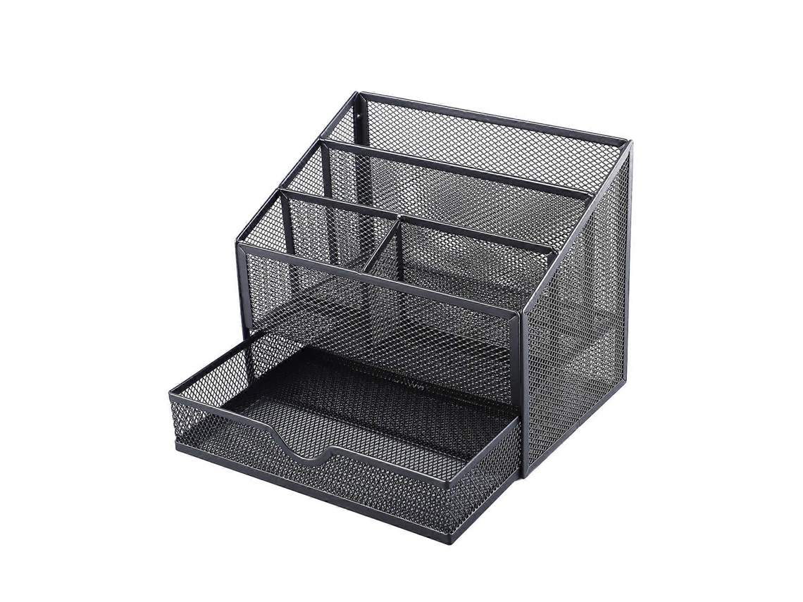 Organizador De Mesa De Escritório Em Malha Metálica Com Gaveta Para Livros, Canetas, Grampeadores, Pastas, Clipes De Papel E Anotações. Olysi Shop