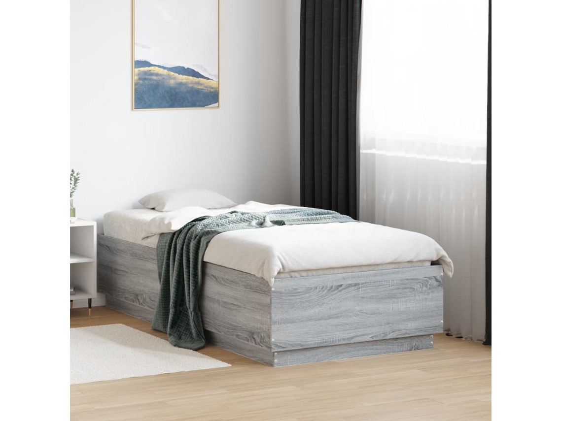 Estrutura Cama 75x190 Cm Derivados De Madeira Cinzento Sonoma