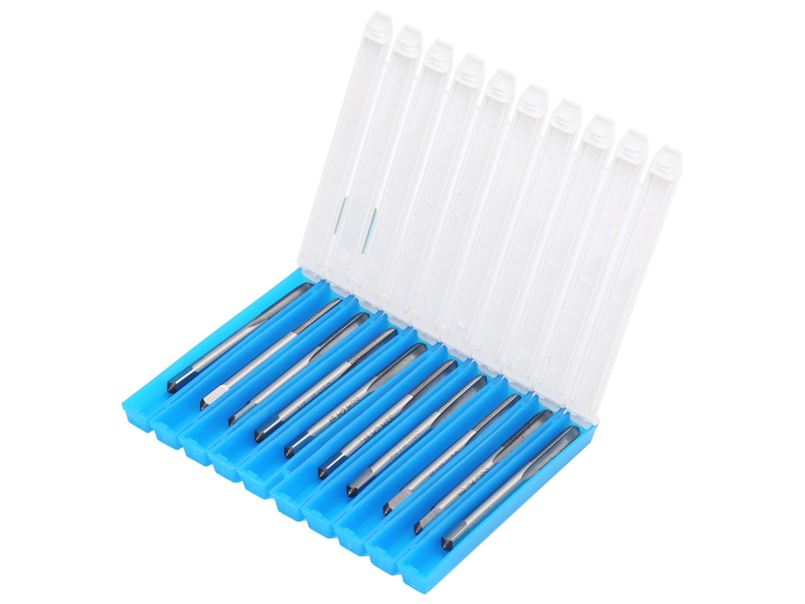 Conjunto de 10 brocas de rosca reta M5x0,8 H2 HSS para torno mecânico e manual, ferramenta para torno de plugue