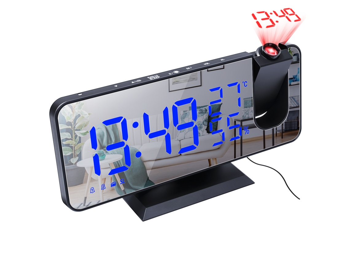 2026 Store Relógio Despertador Digital com Projeção, Temperatura, Humidade, Rádio Fm e Carregamento Usb para Quarto e Escritório