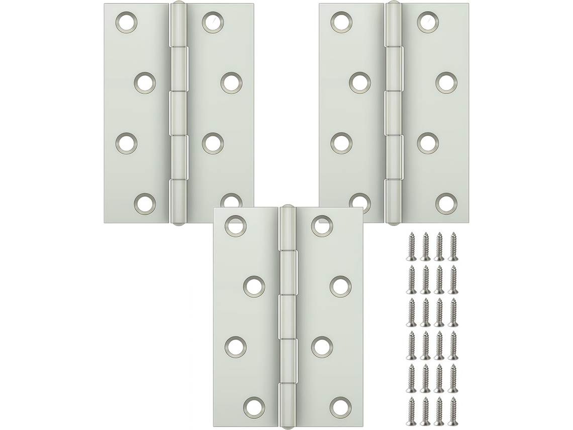 Dobradiças Dobráveis Em Aço Inoxidável, Pacote Com 3 Unidades, Para Armários, Portas De Batente E Ferragens Para Janelas