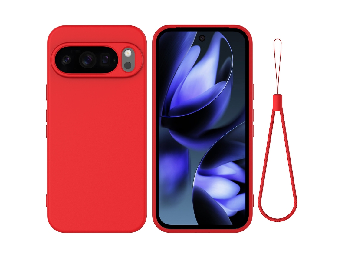 Capa Panoona Para Google Pixel 9 Silicone Tpu, Superfície Macia Vermelho