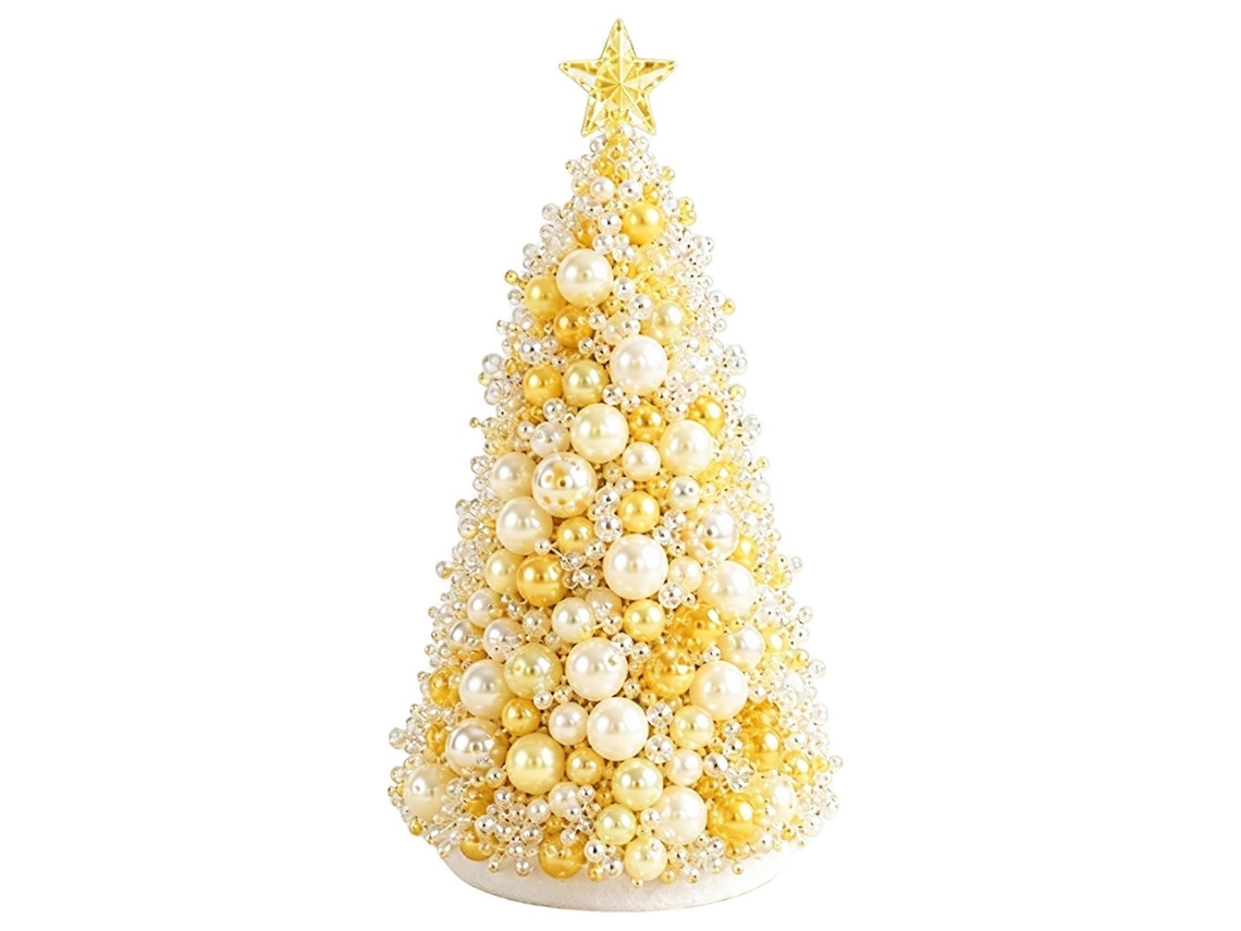 Kit Diy De Árvore De Natal Com Contas Para Decoração Criativa De Mesa De Feriado -- Amarelo
