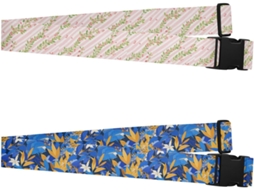 Conjunto De 2 Cintas Bagagem Com Estampa Floral Listrada Em Rosa E Verde Amarração Resistentes Ajustáveis Malas