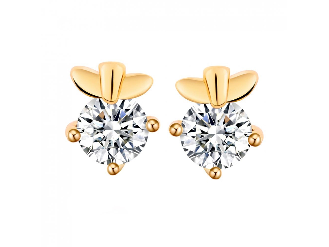 Brincos De Ouro Com Decoração De Zircão Estilo Simples