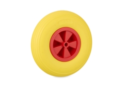 Relaxdays Roda De Carrinho 3.50-6, Borracha Maciça, Jante De Plástico, Até 100 Kg, Amarelo/vermelho