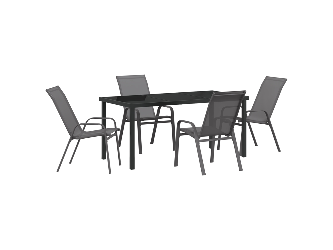Conjunto 5 De Jantar Vidaxl Cinza Textilene E Aço