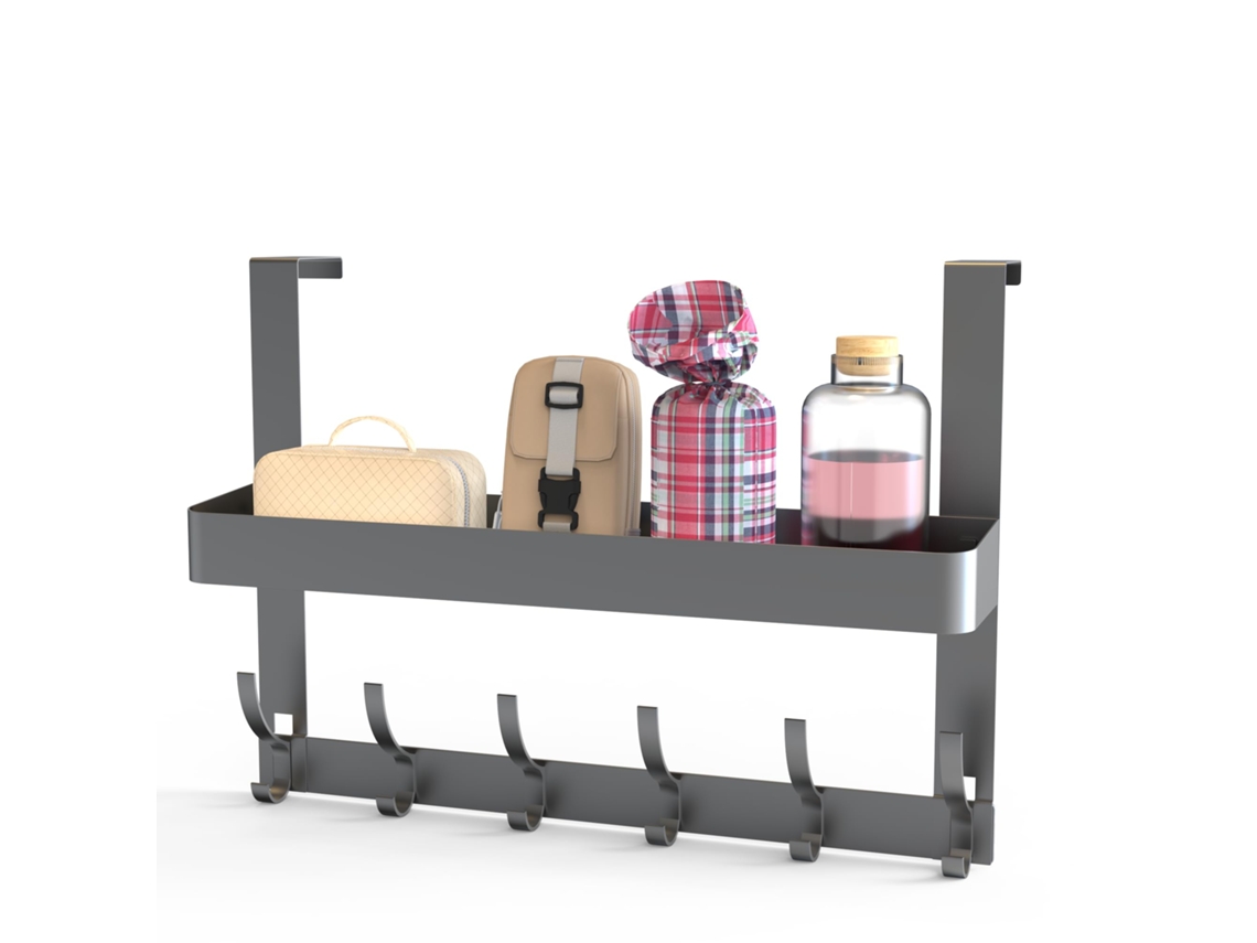 Organizador de Porta com 12 Ganchos e 1 Prateleira Ampla, Cabide para Porta, Ideal para Casa de Banho, Quarto, Cozinha e Escritório
