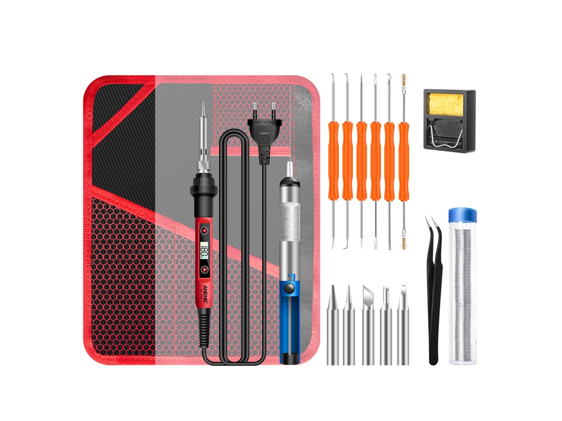 Kit De Soldadura Eléctrica Mini 60w Com Display Lcd, Ferro De Solda Inteligente E Acessórios Para Reparos Eletrônicos