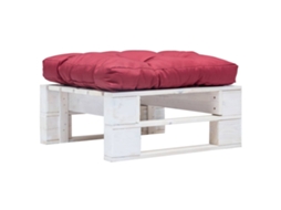 Vidaxl Otomano De Paletes Com Almofadão Vermelho Madeira Branco