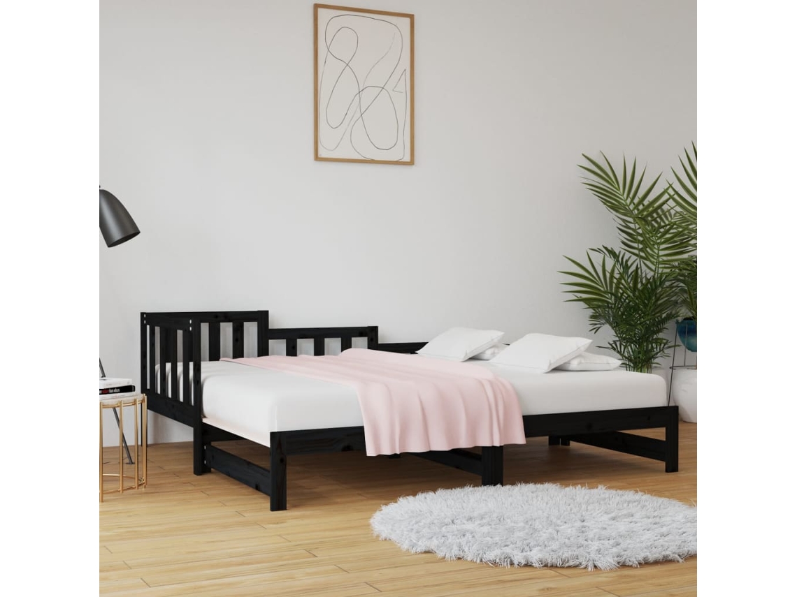 2 sofás cama extraíbles de 90 x 190 cm en pino negro macizo
