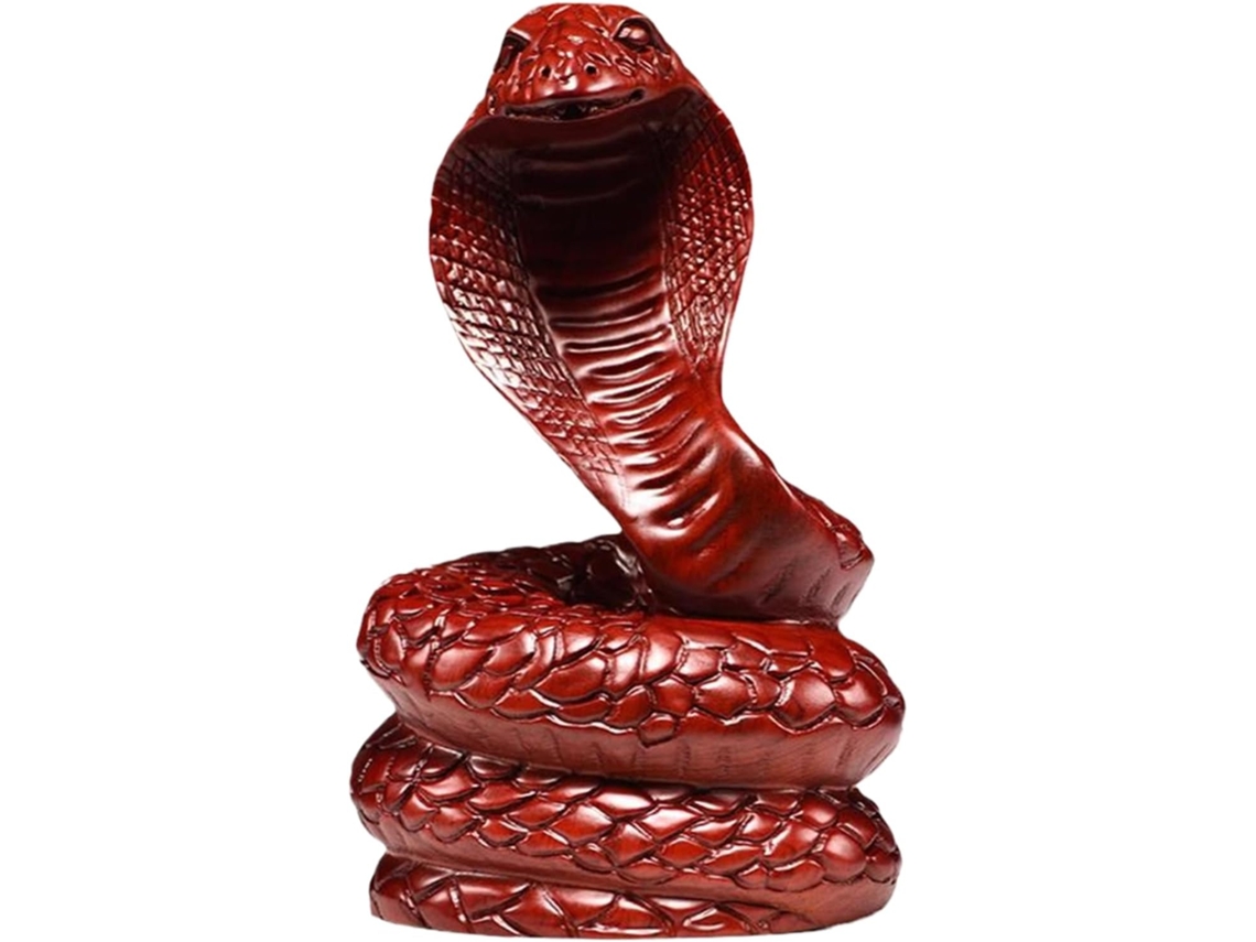 Estátua Em Miniatura De Cobra De Madeira | Esculpida À Mão