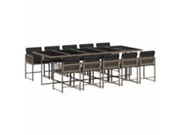 Conjunto de 11 Jantar para Jardim com Almofadões Vime Pe Cinzento MAISON EXCLUSIVE