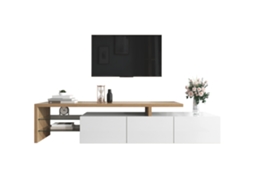 Design Moderno De Rack Para Tv: Elegância Estilosa,armazenamento Prático,brilho Branco,acabamento Em Madeira,prateleiras De Vidro,iluminação Led