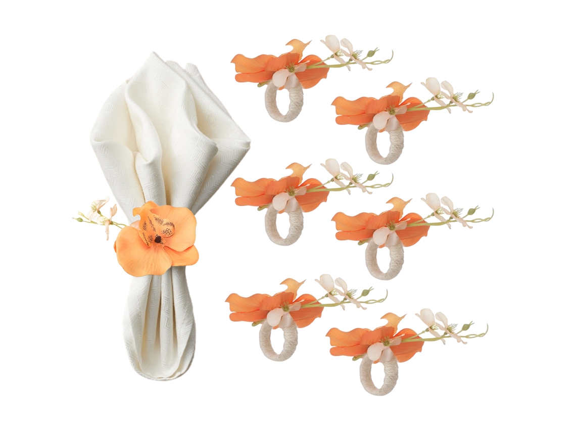 Anel De Guardanapo De Orquídea Simulada Para Decoração De Mesa