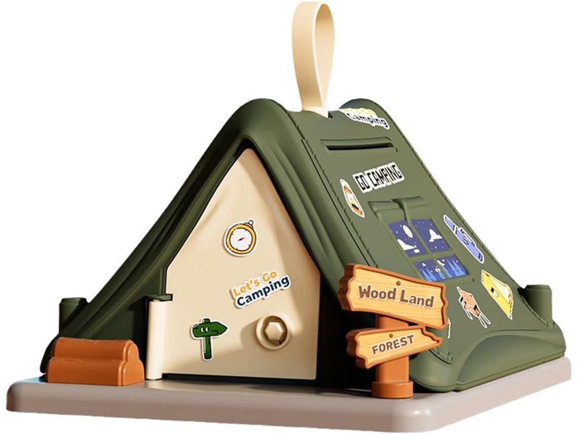 Cofrinho Em Forma De Porquinho Verde, Fofo Formato Tenda, Caixa Dinheiro Plástico Inquebrável, Brinquedo Criativo Com Chaves E Ade Aquaforge