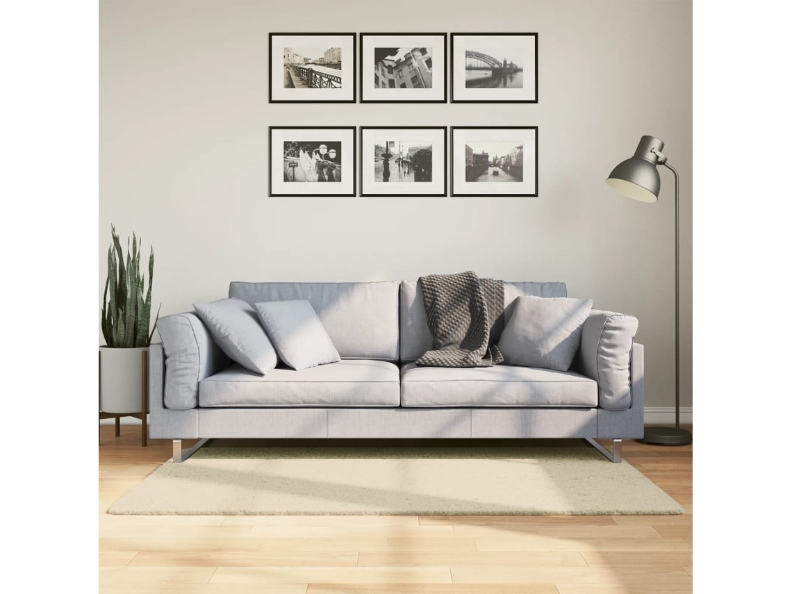 Vidaxl Tapete Pelo Curto Macio E Lavável Huarte 80x150 Cm Cor Creme
