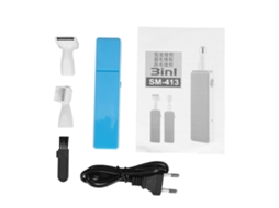 2026 kit de Cortadores Eléctricos Portáteis 3 em 1 para Nariz, Ouvidos, Barba, Cabelo e Sobrancelhas Desportista Azul