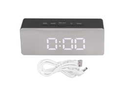 Despertador digital LED com espelho e visor de temperatura para quarto, sala de estar, escritório e viagens.