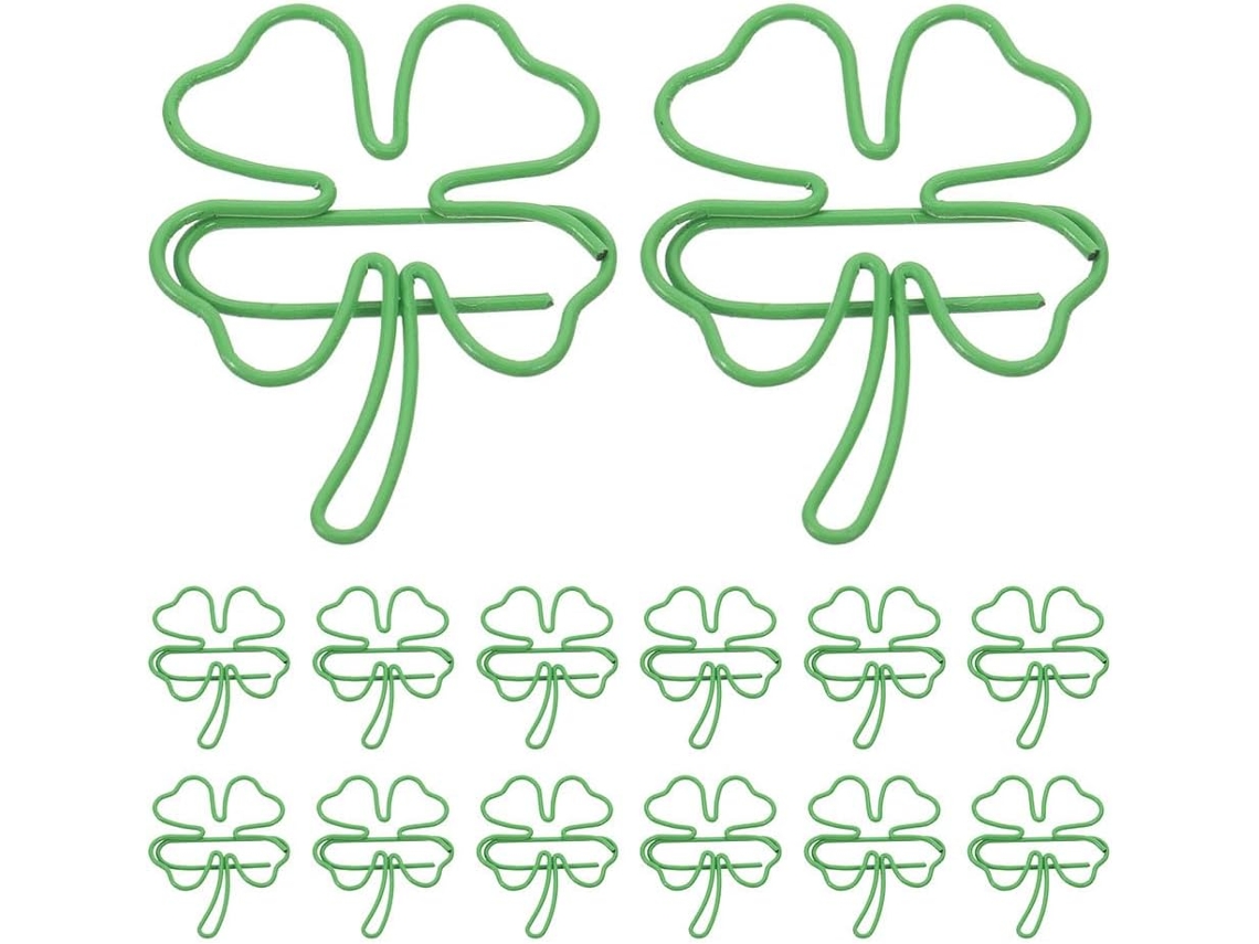 Conjunto De 30-clips Papel Nuobesty Com Quatro Peças Em Formato Trevo, Clips De Arquivo Estéticos Em Formato Trevo Para