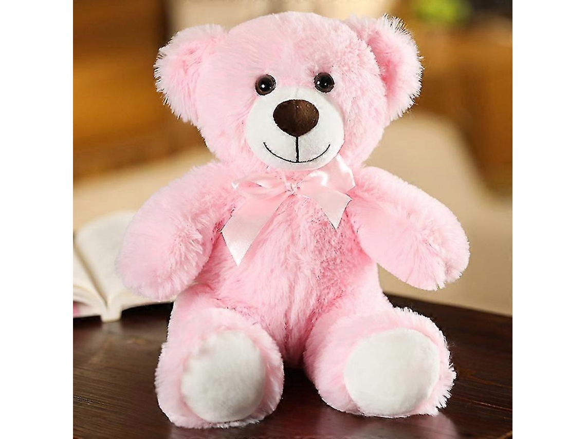 Pelúcia De Urso Rosa, 35cm, Com Laço