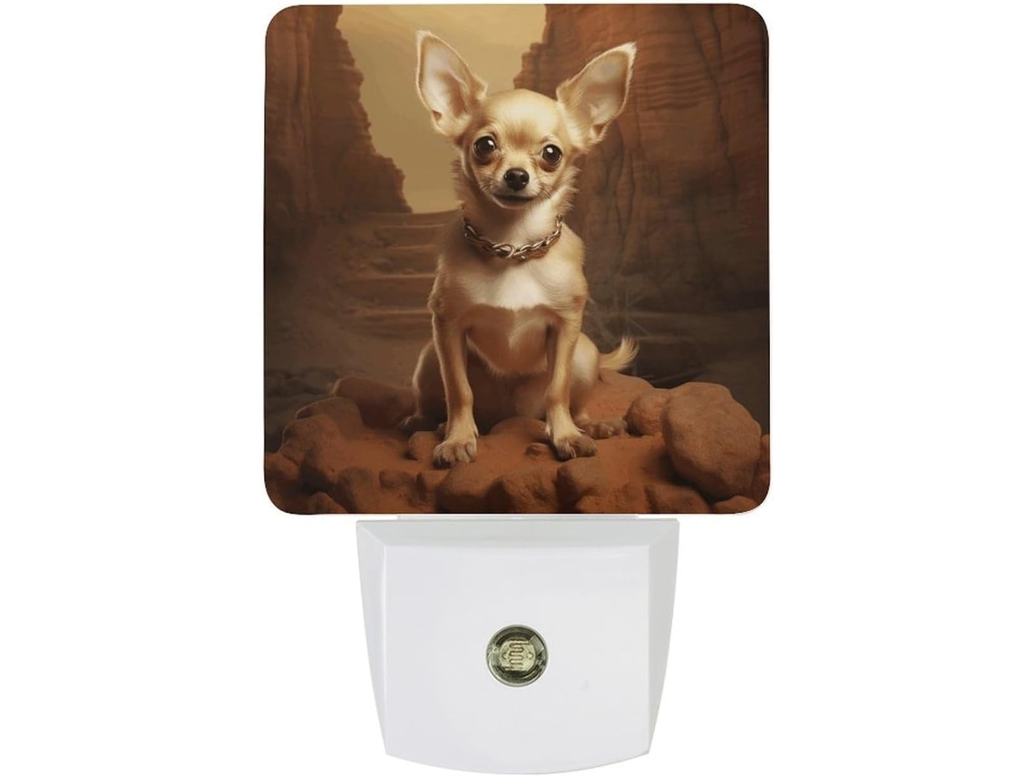 Luminária de parede noturna com plugue, Chihuahua na Encosta, Luminária noturna de LED com sensor, Luz branca quente