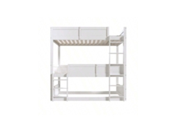 Cama De Beliche 90x200 Cm Em Madeira Maciça, Design Alto Com Grade Segura, Ideal Para Quartos Infantis, Cor Branca