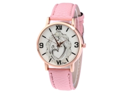 Relógio masculino de couro, elegante e casual, com pulseira de quartzo, rosa.