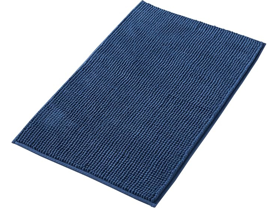Tapete Antiderrapante - Combinado em Conjunto - Chenille Lavado - Para Chuveiro, Banho E Sanita - Azul - 40x60cm