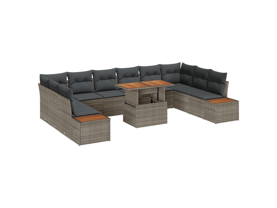 Conjunto 11 Conjunto De Sofá De Jardim Vidaxl Cinzento Vime Pe (100 X 55 X 73 Cm)