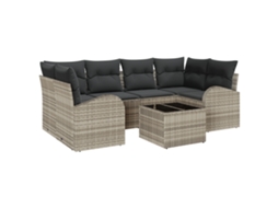 Conjunto 7 Conjunto De Sofá De Jardim Vidaxl Cinzento-claro Vime Pe (55 X 55 X 37 Cm)