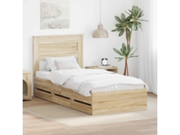 Vidaxl Estrutura Da Cama Com Gaveta Carvalho Sonoma 75 X 190 Cm
