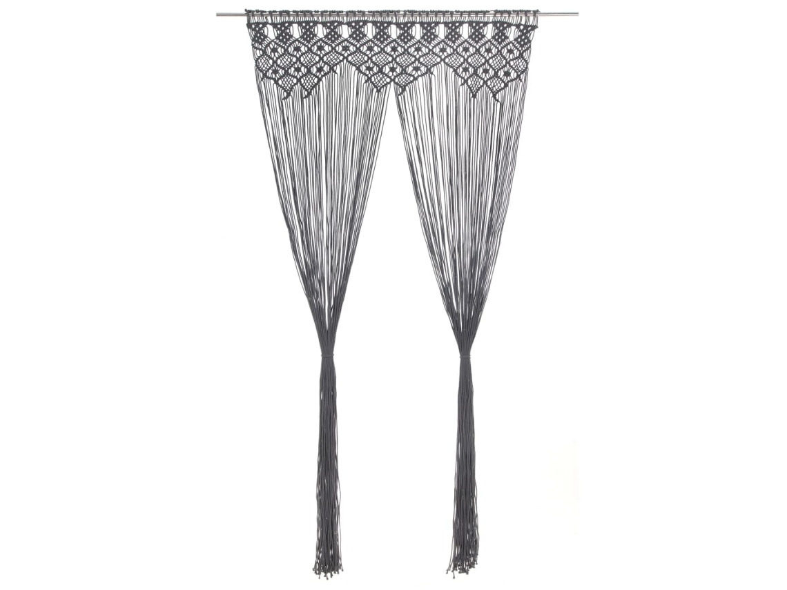 Vidaxl Cortina Em Macramé 140x240 Cm Algodão Antracite