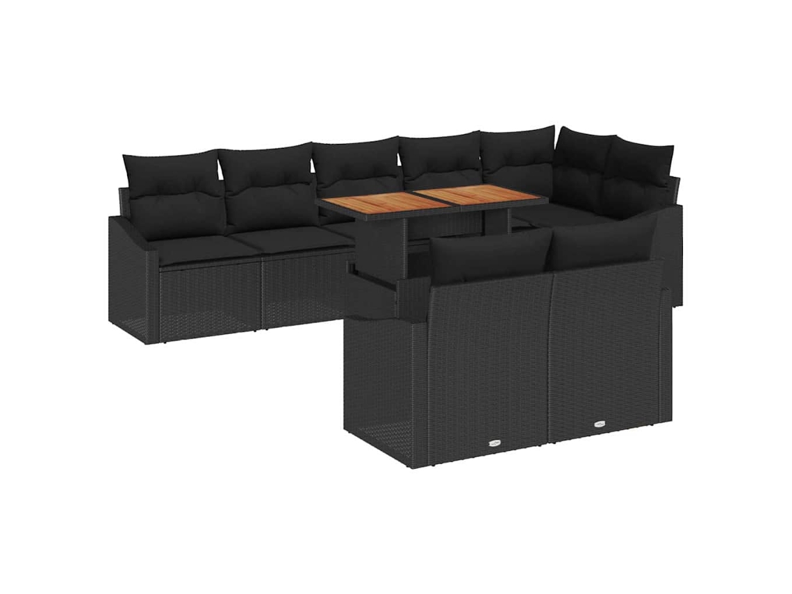 Maison Exclusive - Conjunto De Sofá De Jardim Com Almofada 9 Pcs Preto E Marrom