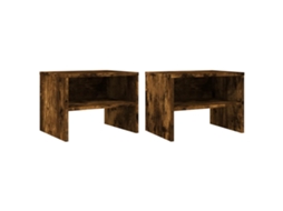Conjunto de 2 Mesas Cabeceira Madeira Derivada Carvalho Fumado MAISON EXCLUSIVE (40x30x30 cm)