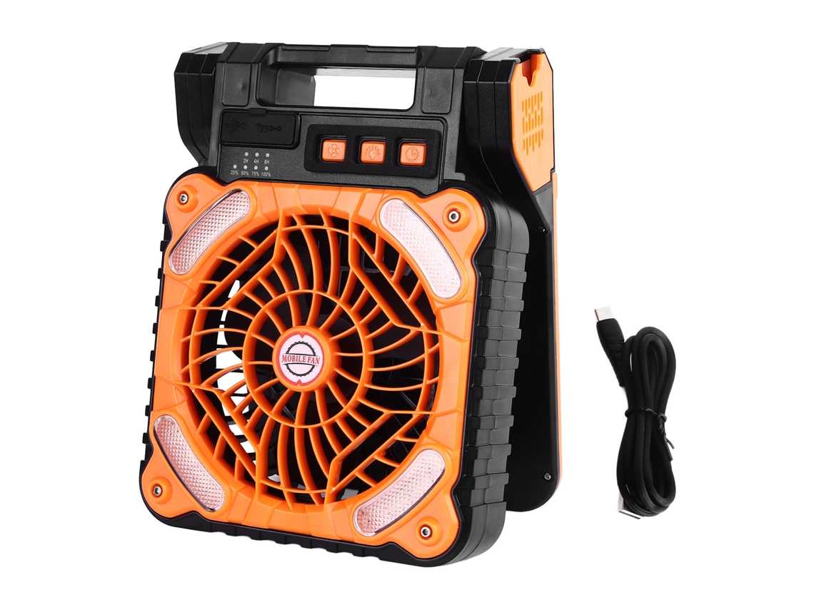 Venteador Solar Camping 5200mah 4 Velocidades Laranja