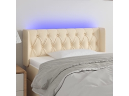 Vidaxl Cabeceira De Cama C/ Luzes Led Tecido 103x16x78/88 Cm Cor Creme