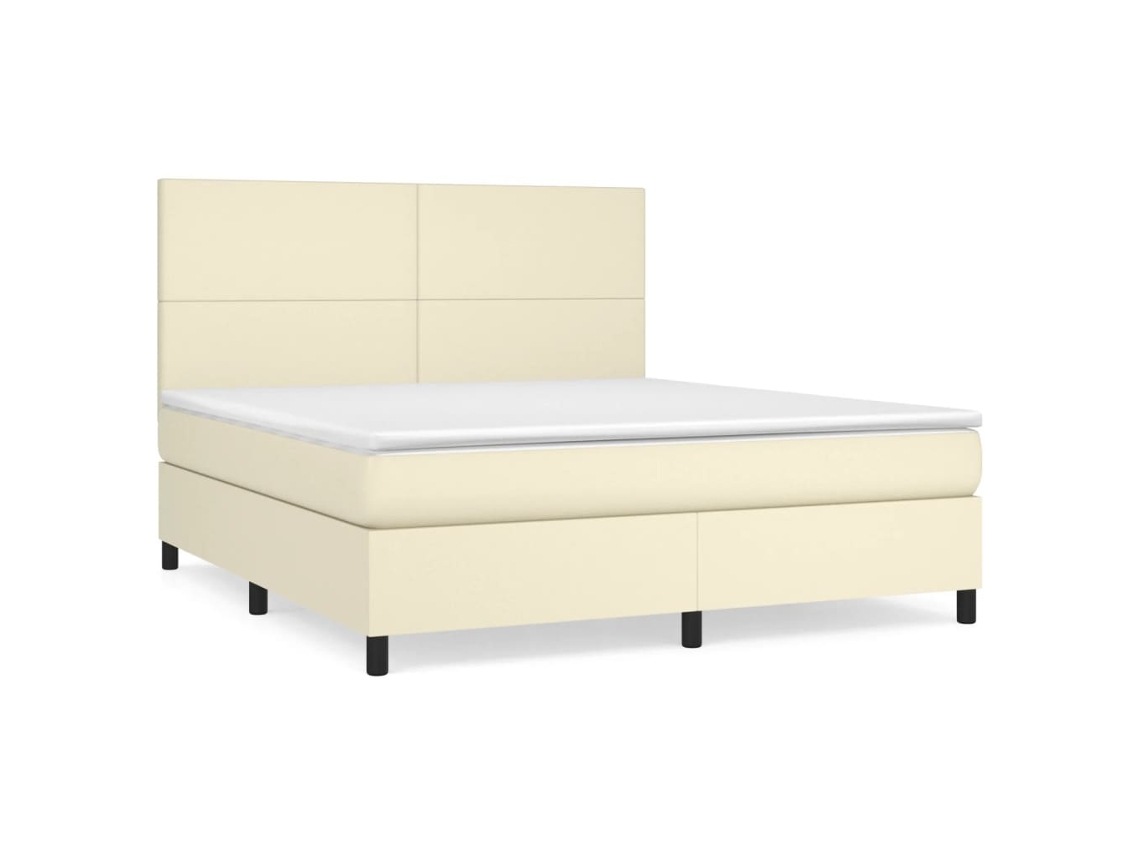 Cama com Molas e Colchão 180x200 Cm em Couro Artificial Creme MAISON EXCLUSIVE