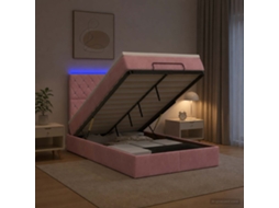 Vidaxl Cama Ottoman Com Colchão E Led Rosa 120 X 190 Cm Veludo