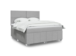 Vidaxl Cama Com Molas/colchão 180x200 Cm Tecido Cinzento-claro