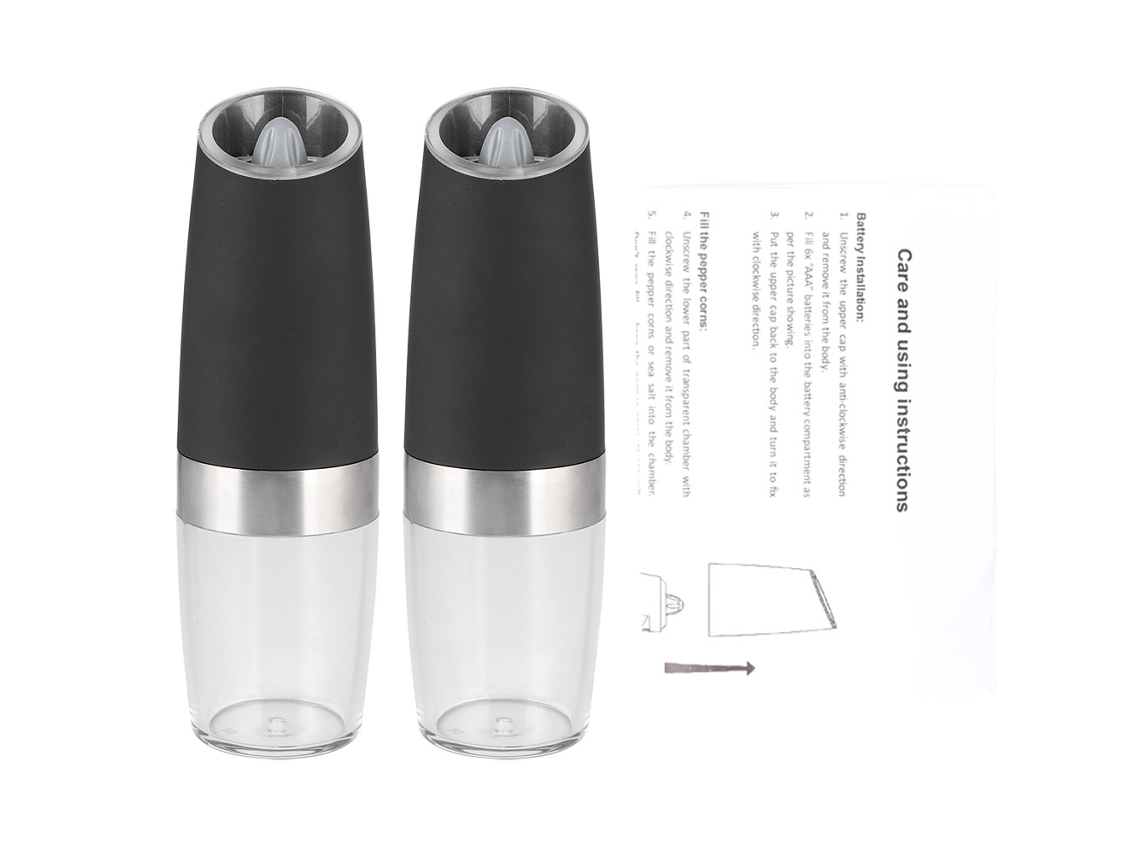 Conjunto Multifuncional de Moedores Elétricos Sal e Pimenta com Ajuste Moagem Utensílios Cozinha AQUAFORGE