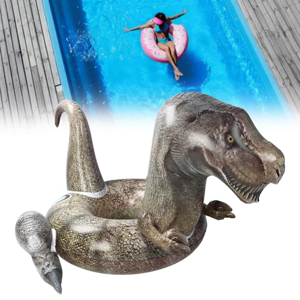 Boia de Piscina Dinossauro 3D Tiranossauro em PVC, Anel de Natação Inflável para Adultos, Crianças AQUAFORGE