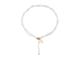 2026 collar Choker de Perlas Falsas de Doble Camada Ajustável com Flor Elegante Feito com Trabalho Fino para Mulher