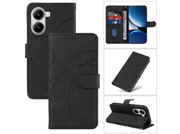 Capa Tipo Carteira De Couro Com Suporte E Design De Linhas Curvas, Preta, Para Xiaomi Redmi Turbo 4 5g / Poco X7 Pro 5g