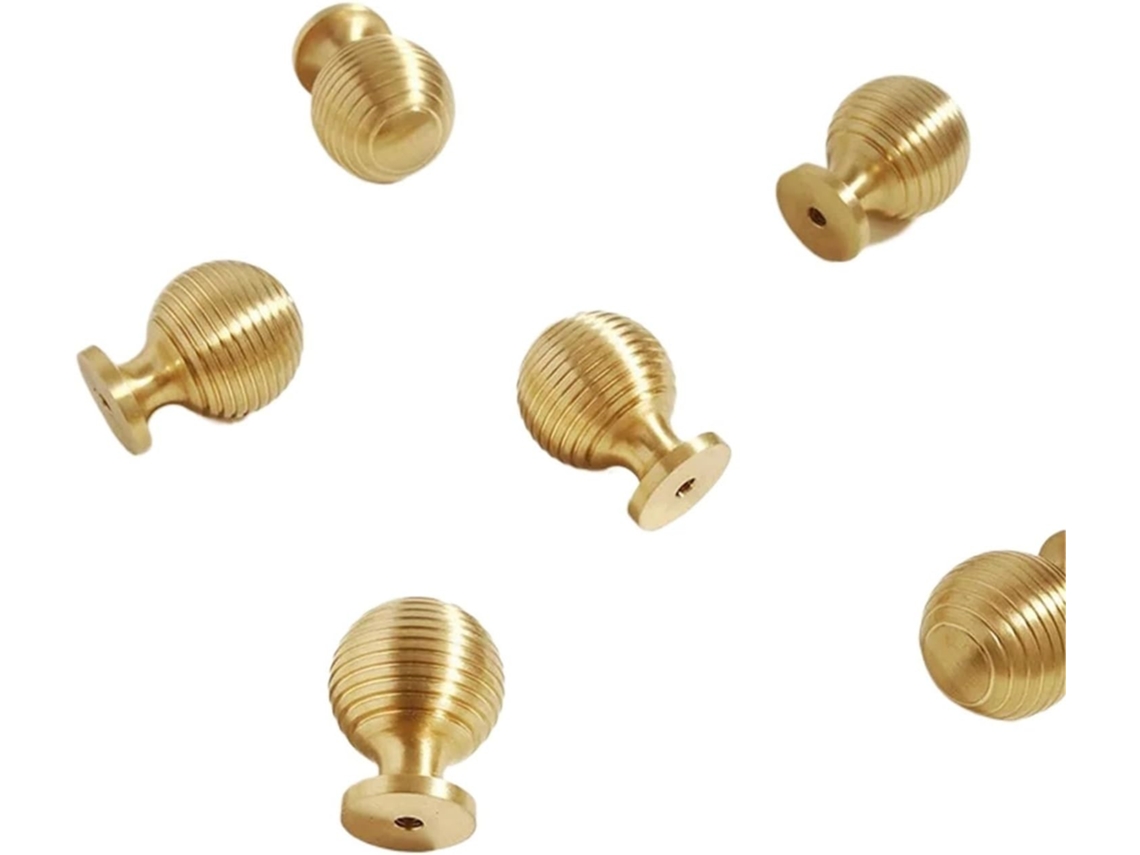Conjunto De 4 Puxadores Redondos Modernos Em Latão Dourado Com Um Furo Para Gaveta Guarda Roupa, Armário De Cozinha