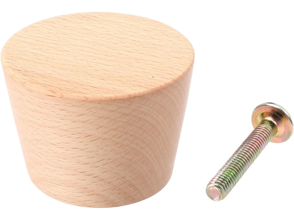 Puxador De Madeira Simples Em Formato Cone, 5cm, Em Madeira De Zelkova, Com Superfície Lisa, Para Gavetas E Armários