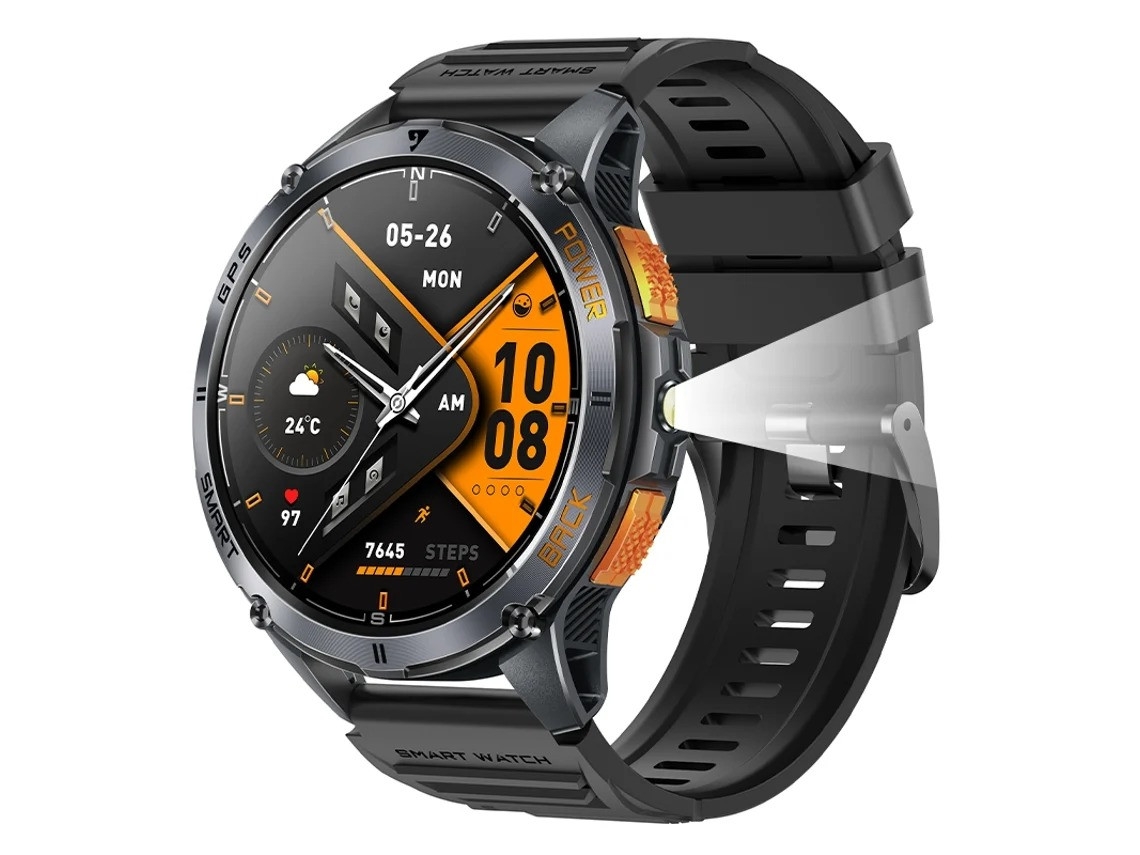 Smartwatch K67a Com Gps Tela Amoled Bússola Altímetro E Chamada Bluetooth Preto
