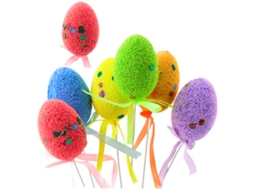 Ovos De Páscoa Em Arame Com Folhas Coloridas E Fita Decorativa 6 Peças