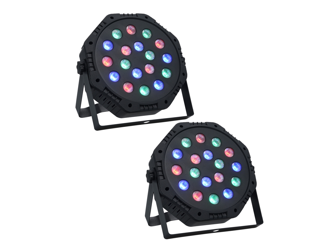 2026 2 Pacotes Luzes Par 18 Leds Rgb Mistura de Cores Dmx512 Ativado por Som para Festa Ktv Disco Dj Clube Bar
