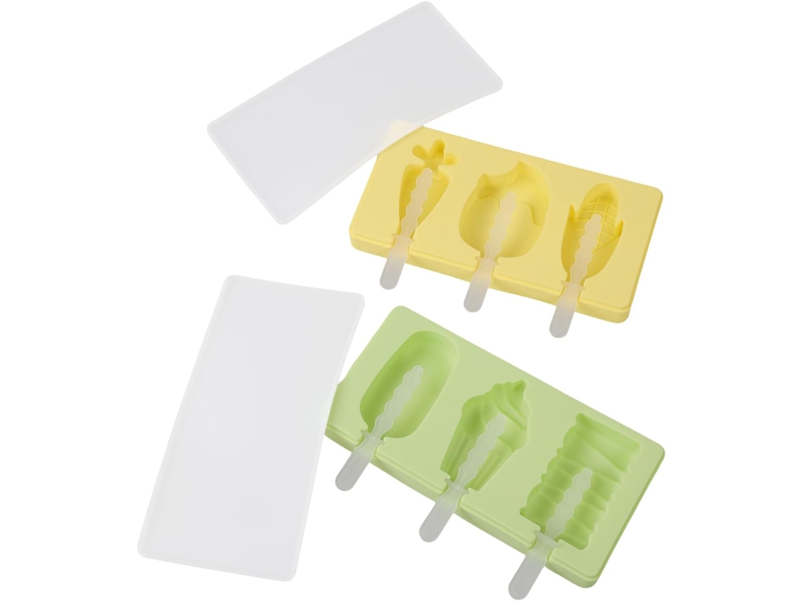 Conjunto De 2 Formas Silicone Para Bolo Com 6 Palitos Sorvete